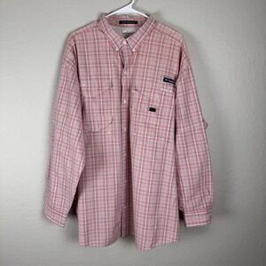 Columbia PFG Super Bonehead Shirt Mens XL Pink Plaid Long Sleeve Fishing Cotton